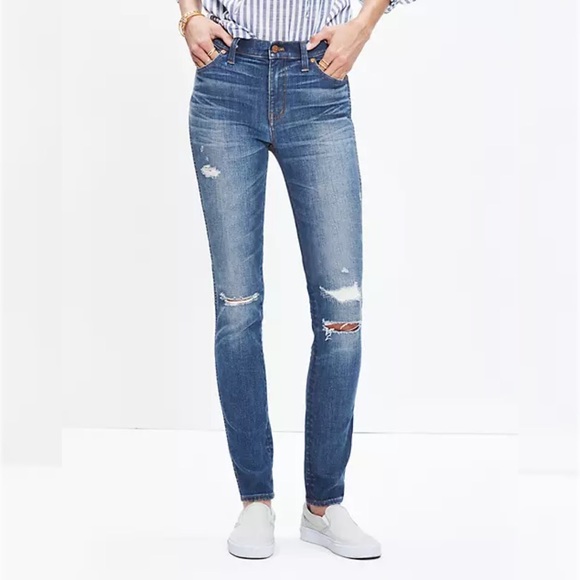 Madewell Denim - Madewell 9" High-Rise Skinny Jeans: Distressed